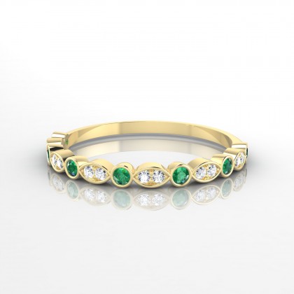 Aimée Alliance Demi tour Emeraude en Or jaune 18k