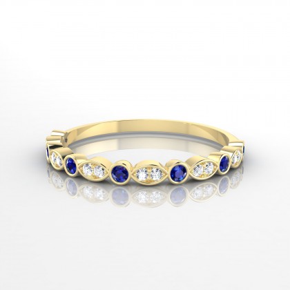 Aimée Alliance Demi tour Saphir en Or jaune 18k
