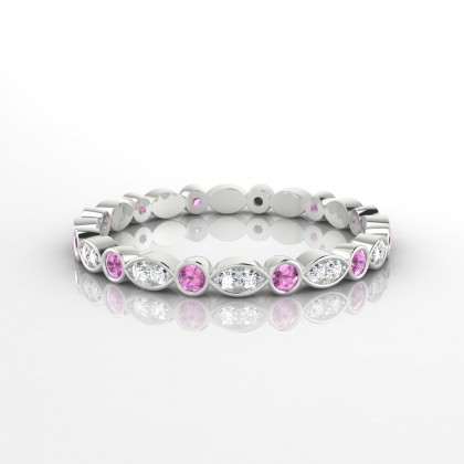 Aimée Alliance Tour complet Saphir rose en Or blanc 18k