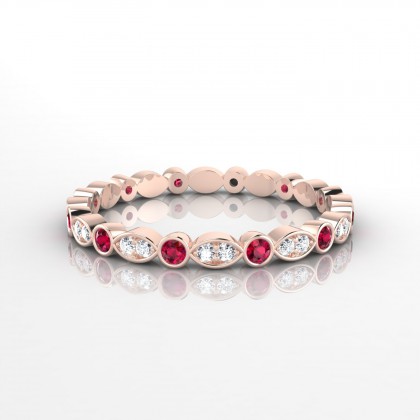 Aimée Alliance Tour complet Rubis en Or rose 18k