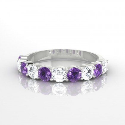 Céleste Alternée Bague Améthyste en Or blanc 18k