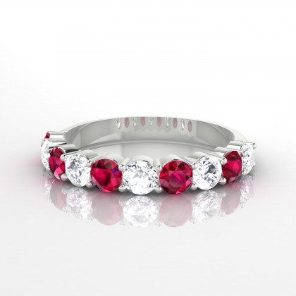 Céleste Alternée Bague Rubis en Or blanc 18k