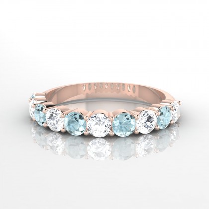 Céleste Alternée Bague Aigue-marine en Or rose 18k
