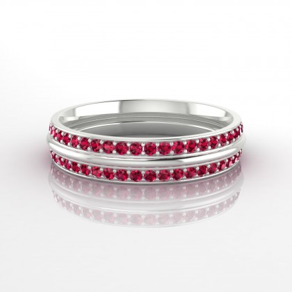 Eblouissante Bague Rubis en Or blanc 18k