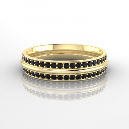 Eblouissante Bague Diamant noir en Or jaune 18k