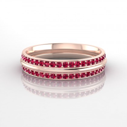 Eblouissante Bague Rubis en Or rose 18k