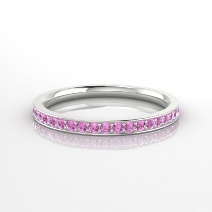 Finalité Bague Saphir rose en Or blanc 18k