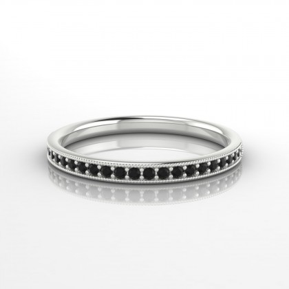 Formidable Bague Diamant noir en Or blanc 18k