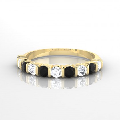 Merveilleuse Alternée Bague Diamant noir en Or jaune 18k