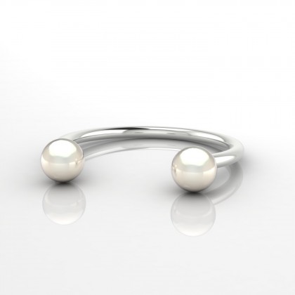 Akilas Bague Perle d'eau douce blanche en Or blanc 18k