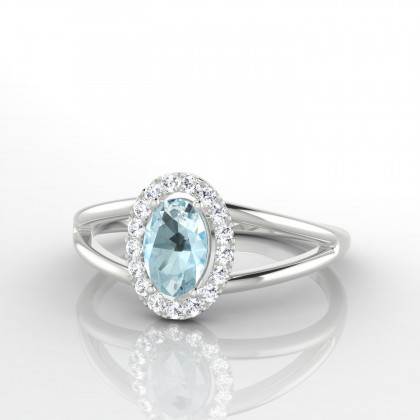 Alexine Solitaire Aigue-marine en Or blanc 18k