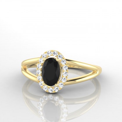 Alexine Solitaire Diamant noir en Or jaune 18k