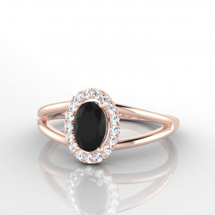 Alexine Solitaire Diamant noir en Or rose 18k