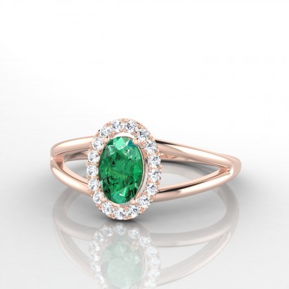 Alexine Solitaire Emeraude en Or rose 18k