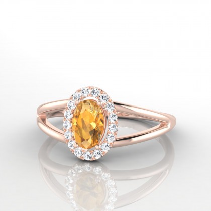 Alexine Solitaire Citrine en Or rose 18k