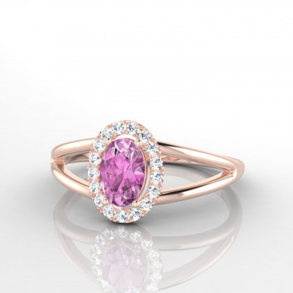 Alexine Solitaire Saphir rose en Or rose 18k