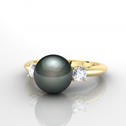 Amana Bague Perle de Tahiti en Or jaune 18k