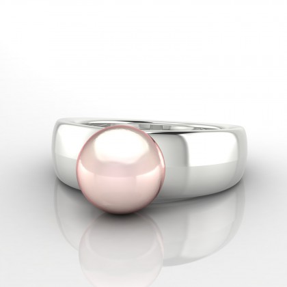 Arava Bague Perle d'eau douce rose en Or blanc 18k