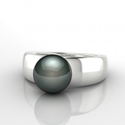 Arava Bague Perle de Tahiti en Or blanc 18k