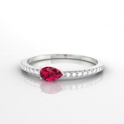Athéna Bague Rubis en Or blanc 18k
