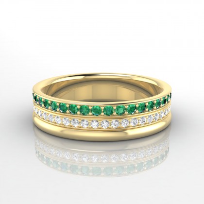 Attachante Bague Emeraude en Or jaune 18k