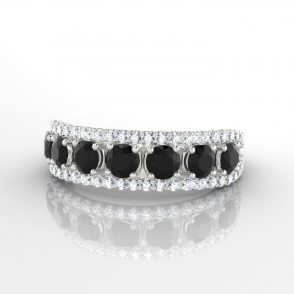 Barbarina Bague Diamant noir en Or blanc 18k