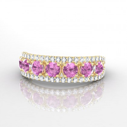 Barbarina Bague Saphir Rose en Or jaune 18k