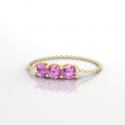 Chaîne Clymène Bague Saphir rose en Or jaune 18k