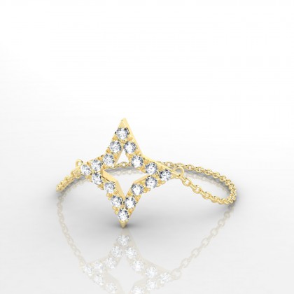 Chaîne Cosmos Bague Diamant en Or jaune 18k