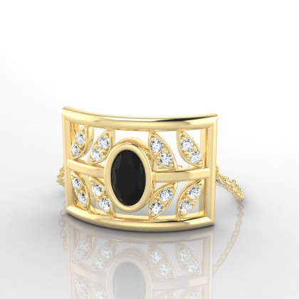 Chaîne Eden Bague Diamant noir en Or jaune 18k