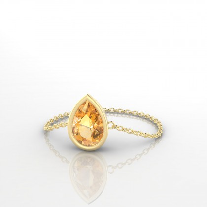 Chaîne Idylle Bague Citrine en Or jaune 18k