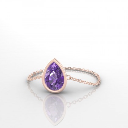 Chaîne Idylle Bague Améthyste en Or rose 18k