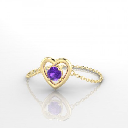 Chaîne Lina Bague Améthyste en Or jaune 18k
