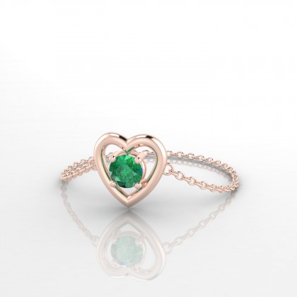 Chaîne Lina Bague Emeraude en Or rose 18k