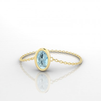 Chaîne Lueur Bague Aigue-marine en Or jaune 18k