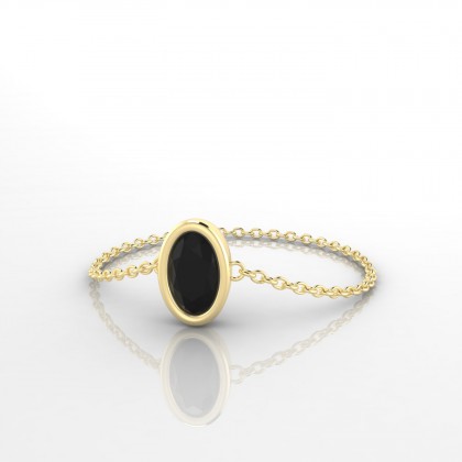 Chaîne Lueur Bague Diamant noir en Or jaune 18k