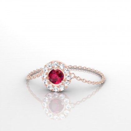 Chaîne Marie-Noëlle Bague Rubis en Or rose 18k