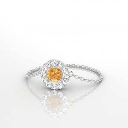 Chaîne Marie-Noëlle Bague Citrine en Argent 925