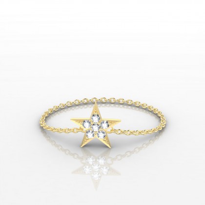 Chaîne Mini Capella Bague Diamant en Or jaune 18k
