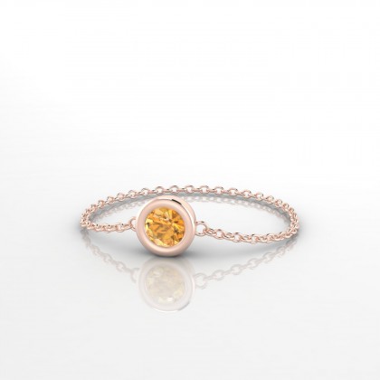 Chaîne Mini Songe Bague Citrine en Or rose 18k