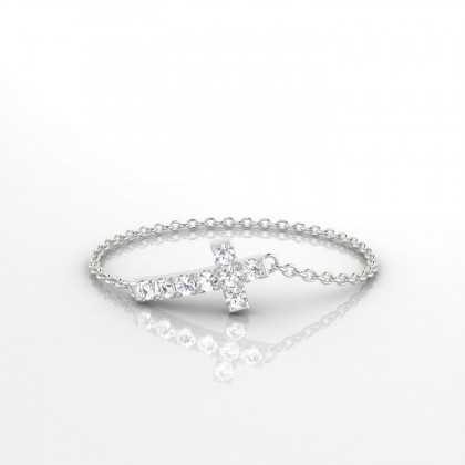 Chaîne Nonne Bague Diamant en Or blanc 18k