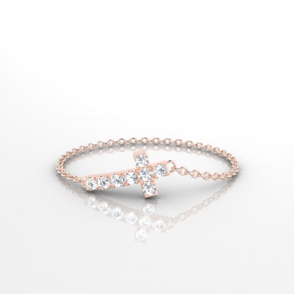 Chaîne Nonne Bague Diamant en Or rose 18k