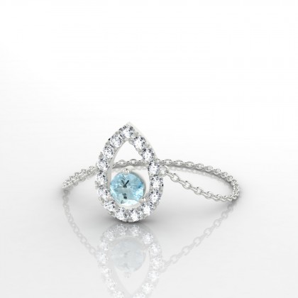 Chaîne Odette Bague Aigue-marine en Or blanc 18k