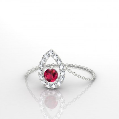Chaîne Odette Bague Rubis en Or blanc 18k
