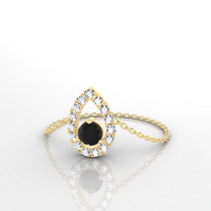 Chaîne Odette Bague Diamant noir en Or jaune 18k