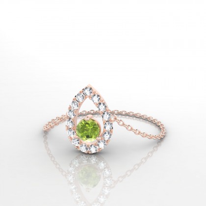 Chaîne Odette Bague Péridot en Or rose 18k