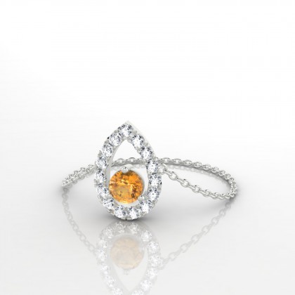 Chaîne Odette Bague Citrine en Or blanc 18k