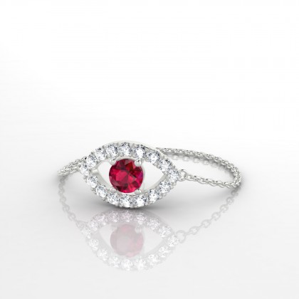 Chaîne Persia Bague Rubis en Or blanc 18k