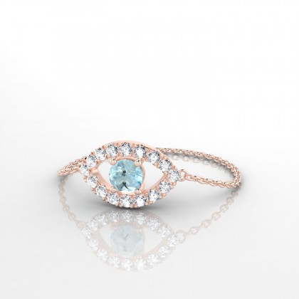 Chaîne Persia Bague Aigue-marine en Or rose 18k