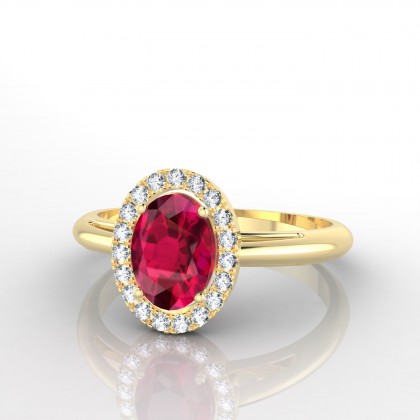 Colombe Solitaire Rubis en Or jaune 18k